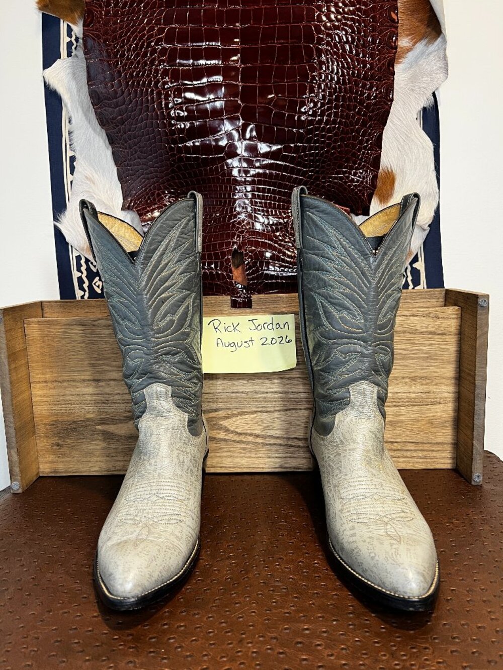 Dan Post Light Grey Antelope Cowboy Boots in Men's Size 11D